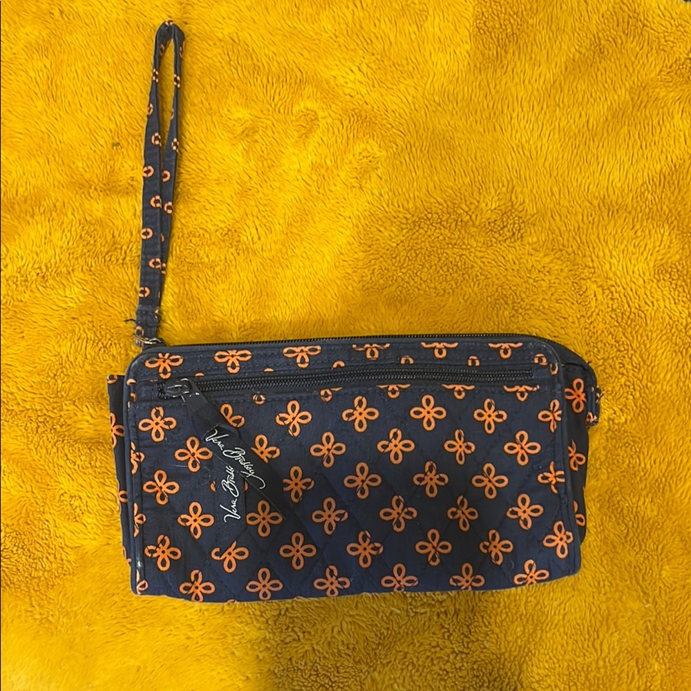 Vera Bradley Navy and Orange Floral Wristlet